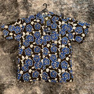 YAGO AUTHENTIC PRODUCTS Blue-Black Hawaiian/Aloha Print 2XL Short Sleeve -NWT-